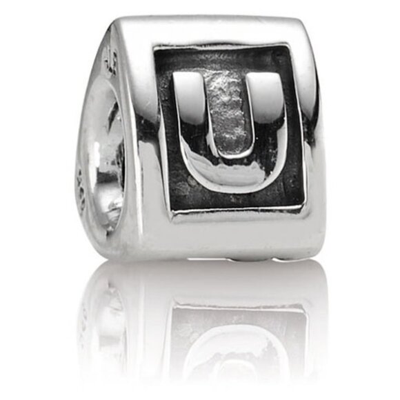 PANDORA Alphabet Letter - U - Charm Authentic Sterling Silver Three-Sided - Picture 1 of 10